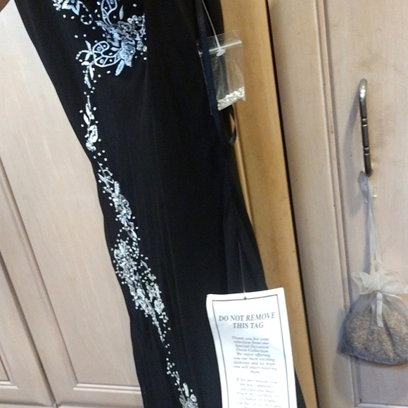 🖤 Y2K Black Beaded Sequin Rhinestone Silk/ Sheath/ Bias Cut Dress - Picture 12 of 16